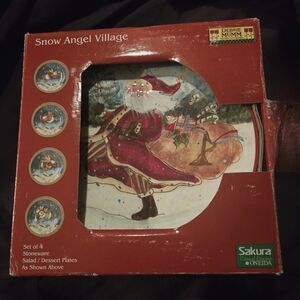Debbie Mumm Snow Angel Village Plates-NWT